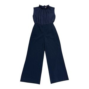 Rebecca Taylor Navy Sleeveless Wide Leg Jumpsuit Size 2 – Tailored Side Pockets